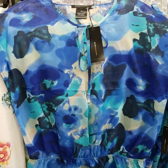 BCBG MAXAZRIA Chiffon Dress Swimsuit Cover up Butterflies Watercolor Paint Print - Picture 3 of 9